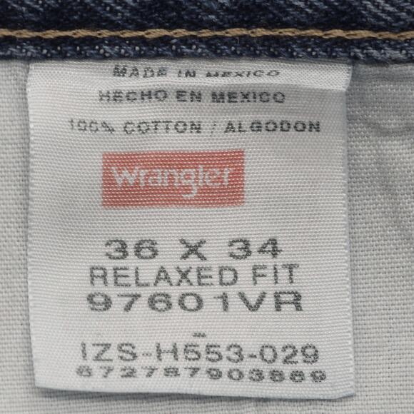 Wrangler Jeans Mens 36x34 Blue Relaxed Fit Comfort Denim Mid Wash - Picture 7 of 12